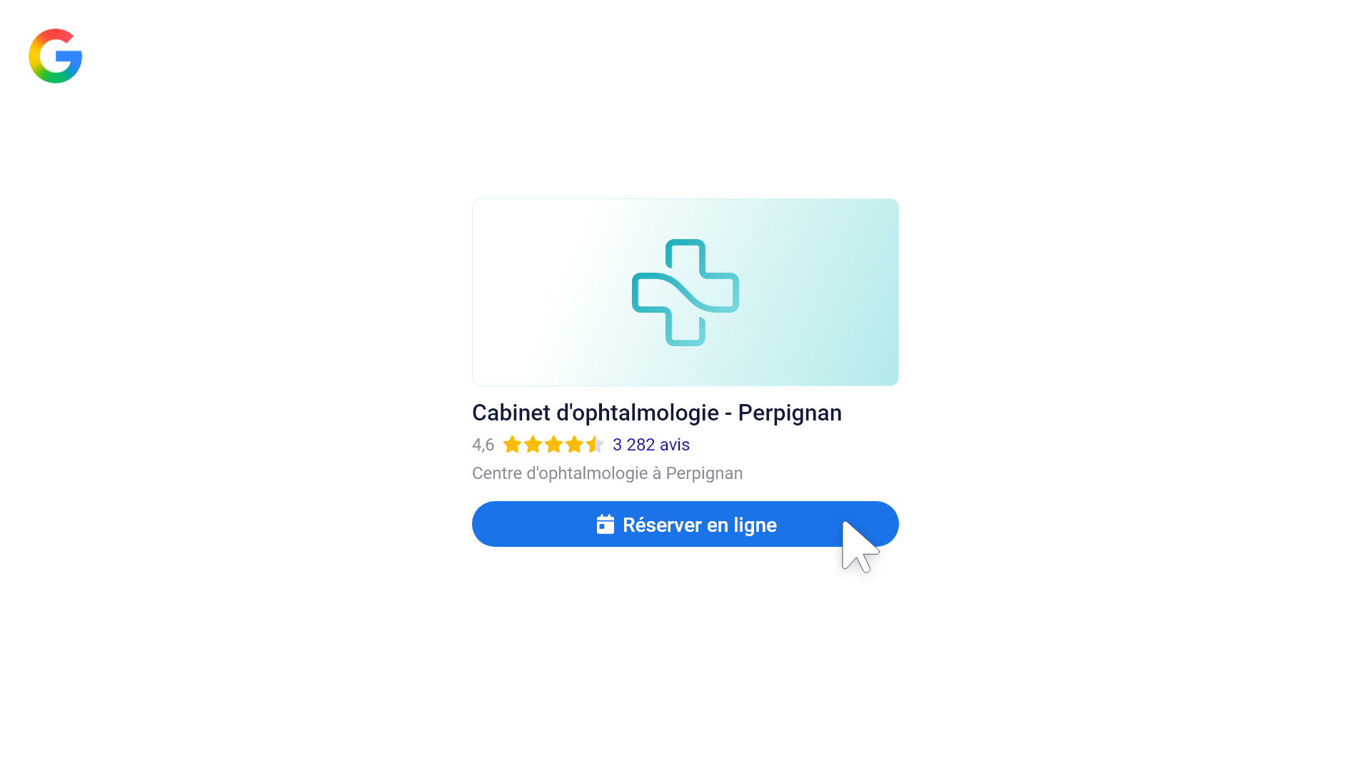 Fiche Google avec le bouton Réserver en ligne